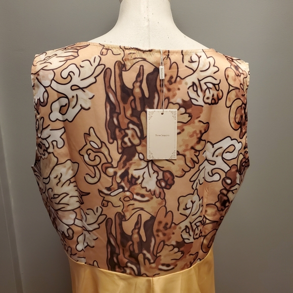 New Gold Floral Formal Asymmetrical Dress - Picture 4 of 8